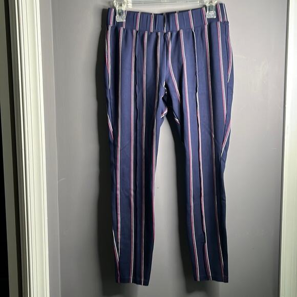Old Navy Stevie Navy Blue Striped Ponte Pull On Pants Size Medium - Picture 1 of 7